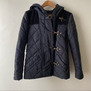 All Saints Quilted Corduroy Toggle Coat Blk 0 UK 4